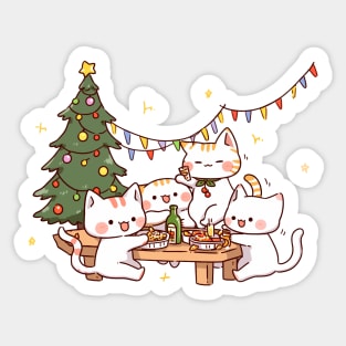 Christmas Party Cats Sticker